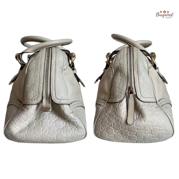 Authentic GUCCI Cream Leather Guccissima Signoria Medium Dome Satchel Bag - Picture 7 of 15